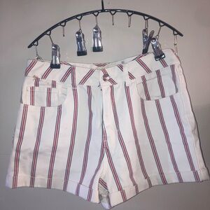 PacSun White and Red Striped Jean Shorts
